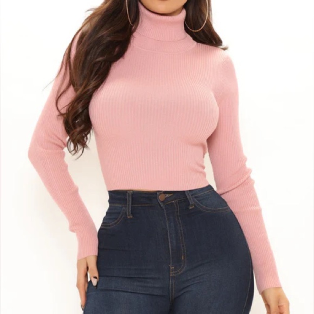 Fashion Nova Taylor Crop Turtleneck Sweater – Mauve, Size Small